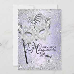 Lila snöflinga maskerad Quinceanera Inbjudningar