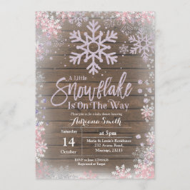 Lila snöflummel är på gång med babyduschen inbjudningar