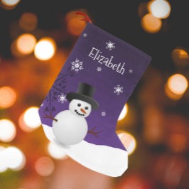 Lila Snögubbe Winter Scene-julklapp Liten Julstrumpa