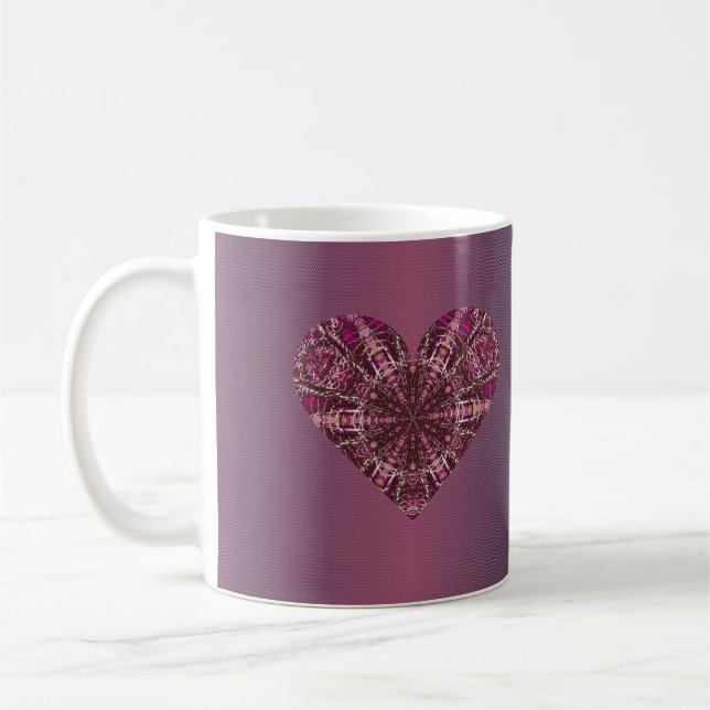 Lila snöre embroidery dekorathjärta kaffemugg (Vänster)