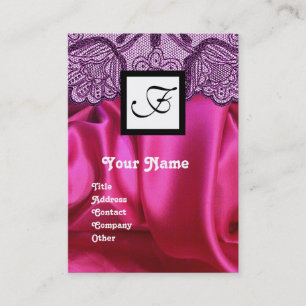 LILA SNÖRE ROSA FUCHSIA SILKCLOTH,SQUARE MONOGRAM VISITKORT