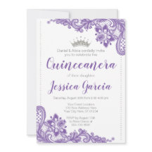 Lila Snöre & Silver Glitter Princess Quinceañera