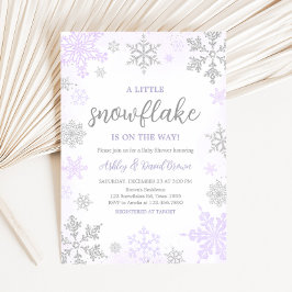 Lila Snowflake Baby Shower Inbjudningar