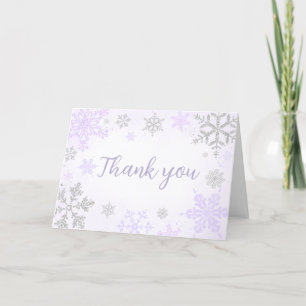 Lila Snowflake Baby Shower Tack Kort