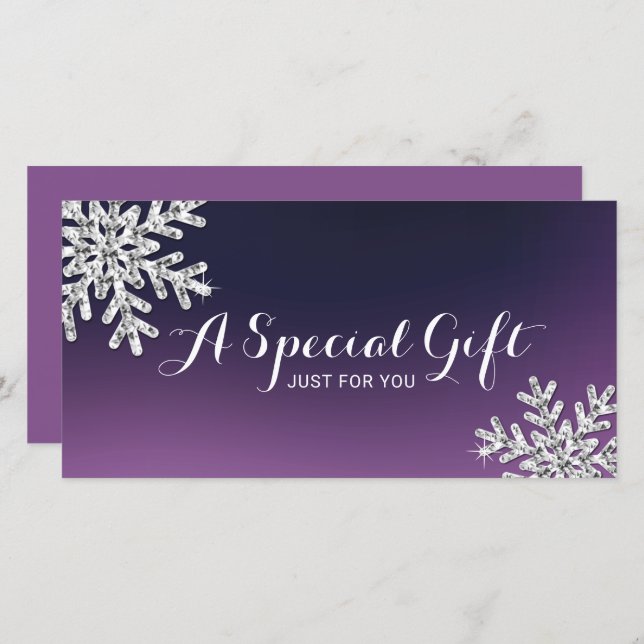 Lila Snowflake Beauty Salon Gift Certificate (Fram/baksida)
