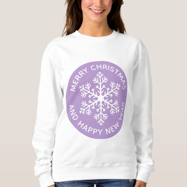 Lila Snowflake Festive Sweatshirt T Shirt (Framsida)