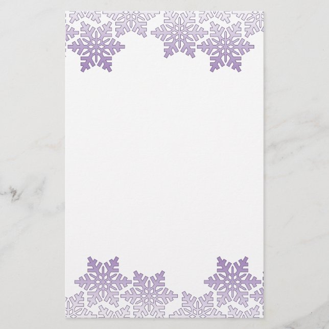 Lila Snowflake Gräns Brevpapper (Framsida)