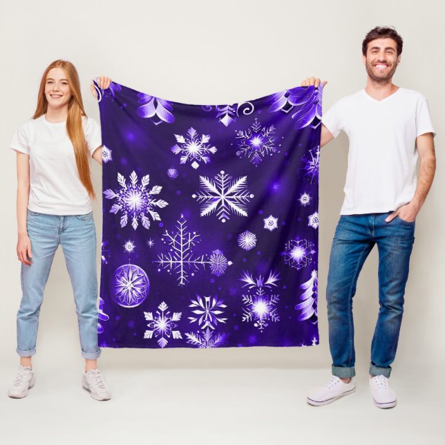 Lila Snowflake Mönster Fleecefilt (På plats)