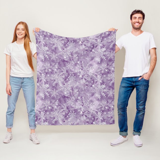 Lila Snowflake Mönster Fleecefilt (På plats)