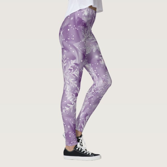 Lila Snowflake Mönster Leggings (Höger)