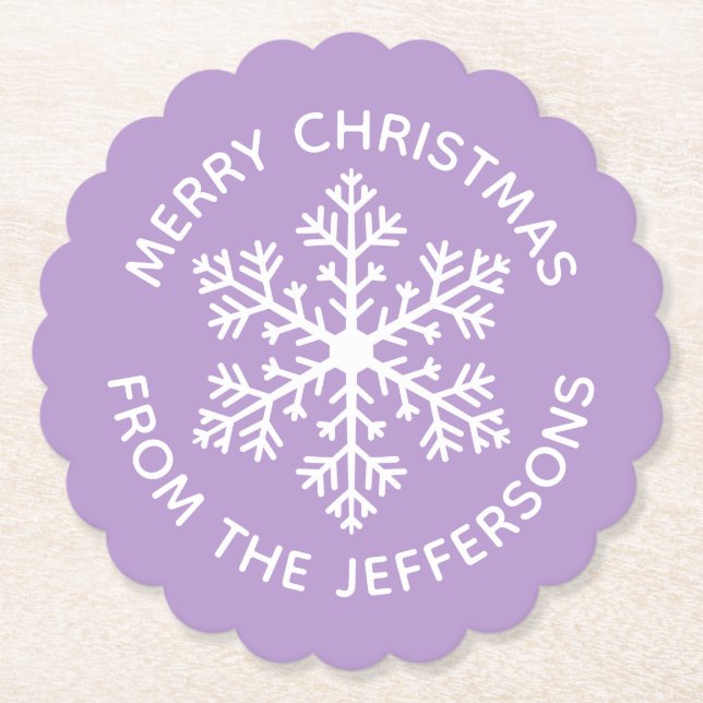 Lila Snowflake Papper Underlägg (Framsida)