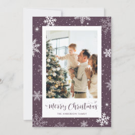 Lila Snowflake Photo jul Card Julkort