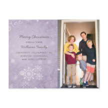 Lila Snowflake Swirls Helgdag Fotovykort