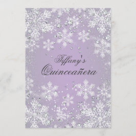 Lila Snowflake Winter Wonderland Quinceanera Inbjudningar