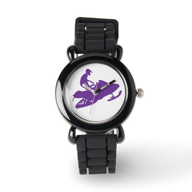 Lila Snowmibiler Snowmobile Armbandsur (Framsida)