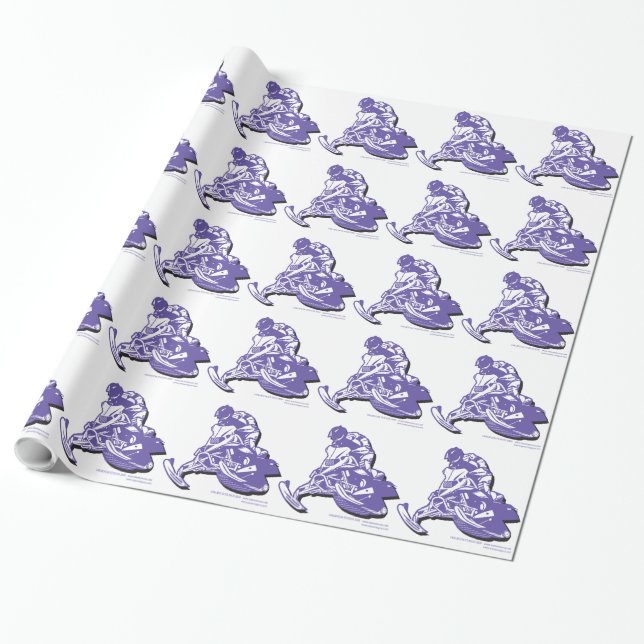 Lila Snowmobiler Presentpapper (Utrullad)