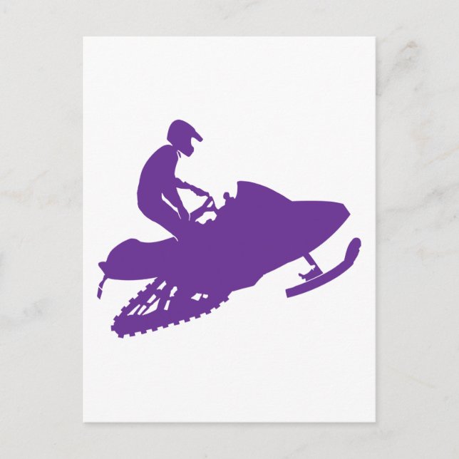 Lila-Snowmobiler Vykort (Framsida)