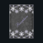 Lila Snowy Chalkboard-Bröllop-visitkort Tilläggskort<br><div class="desc">Det här festliga och trendig svarta och vita schalkboard-mottagningskortet för LOOK-bröllop har lagrar av lätt lila och vitt snöflingor som matchar den bröllopsinbjudan som visas nedan. Det skulle vara perfekt för ett vinterbröllop, jul bröllop eller möhippa, en vinterårsdag party eller en vintertid boll eller andra evenemang. Det är enkelt att...</div>