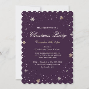 Lila Snowy Elegant jul Party Inbjudningar