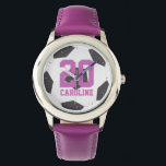 Lila Soccer Ball Girl's Armbandsur<br><div class="desc">Idrottens temadesign.</div>