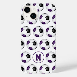 lila soccerbollar mönster monogrammet
