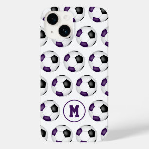 lila soccerbollar mönster monogrammet