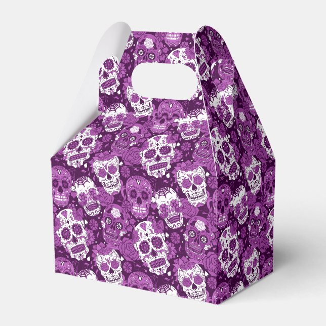 Lila sockerkalle blomsterdekoration mönster presentaskar (Framsidan Sidan)