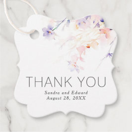 Lila Soft Elegant Flowers Tack Gåvor Etiketter