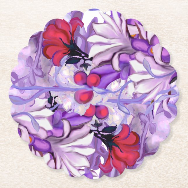 Lila sol Fågel Underlägg Papper (Framsida)