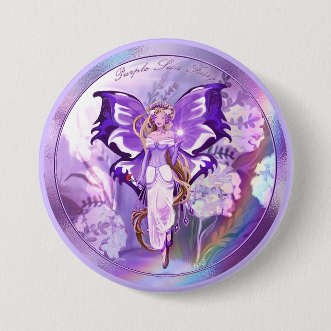 Lila Sol Fairy Button Knapp (Framsida)