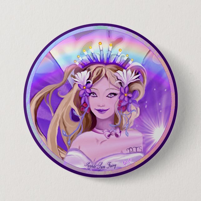 Lila Sol Fairy Button Knapp (Framsida)