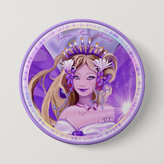 Lila Sol Fairy Button Knapp (Framsida)