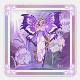 Lila Sol Fairy Classic Square-märke Fyrkantigt Klistermärke