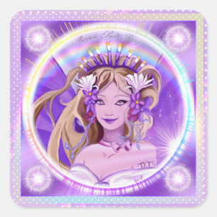 Lila Sol Fairy Classic Square-märke Fyrkantigt Klistermärke