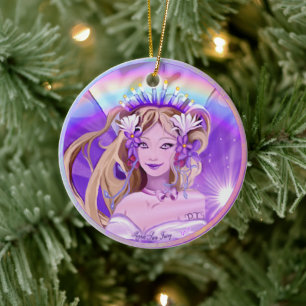 Lila Sol Fairy Julgransprydnad Keramik