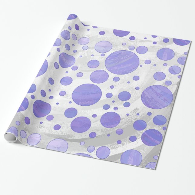 Lila Sol Polka Dot Presentpapper (Utrullad)