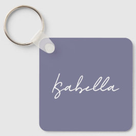 Lila Solid Plain Färg Personlig Namn Nyckelring