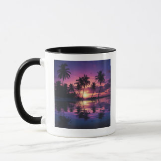 Lila Solnedgång Strand Palmer  Mugg