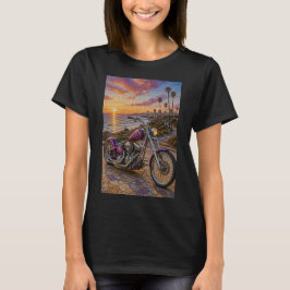 Lila solnedgångskoncept Chopper – 3D Mikro Mosaik T Shirt