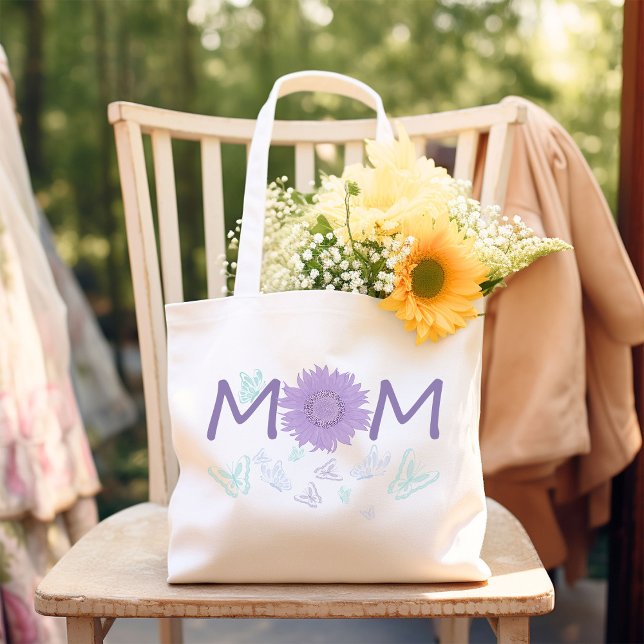Lila Solros MAMMA | Vattenfärgsmällor Jumbo Tygkasse (Skapare uppladdad)
