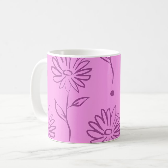 Lila Solros Mönster Kaffemugg (Framsida vänster)