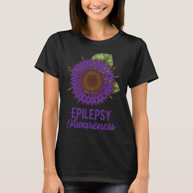 Lila Solros - stöd för ökad medvetenhet om epileps T Shirt (Framsida)