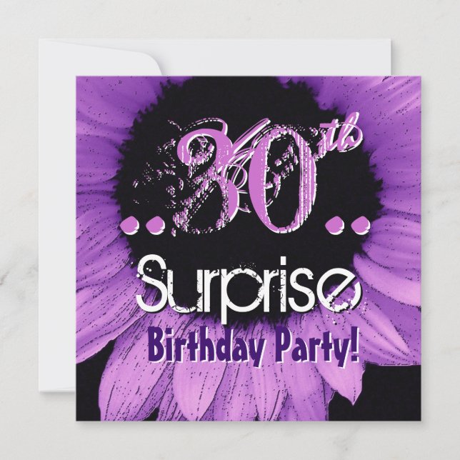 Lila Solrosblomma 30:e arbetsdag för överraskning Inbjudningar (Framsida)