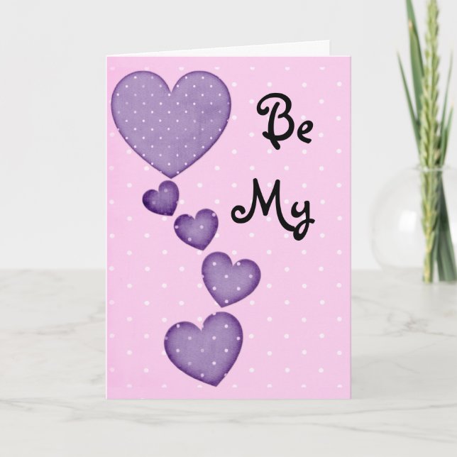 Lila som sjunker hjärtan är mitt Valentinkort Helgkort (Framsida)