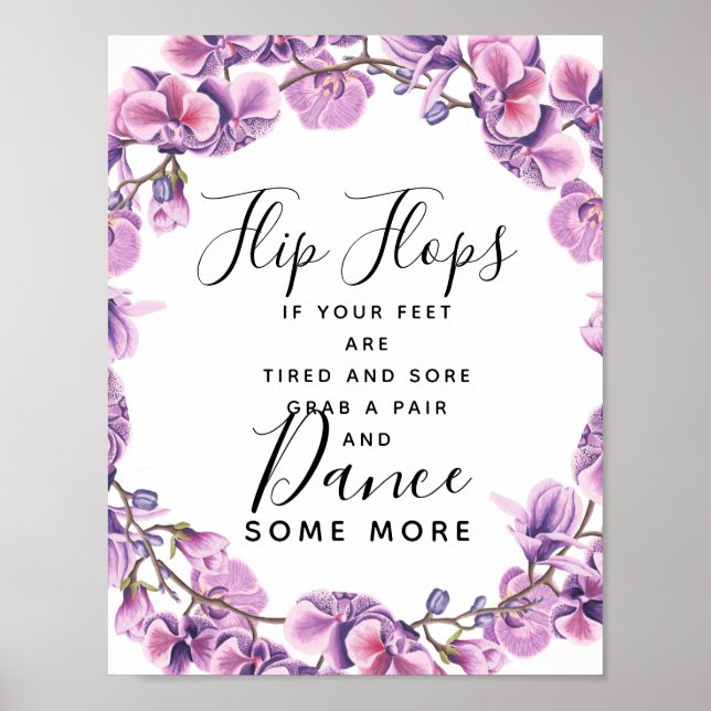 lila söt pära bröllop flinflip flops bröllop poster (Framsidan)