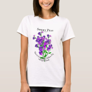 Lila sötärtsbukett av konstnär med text t shirt