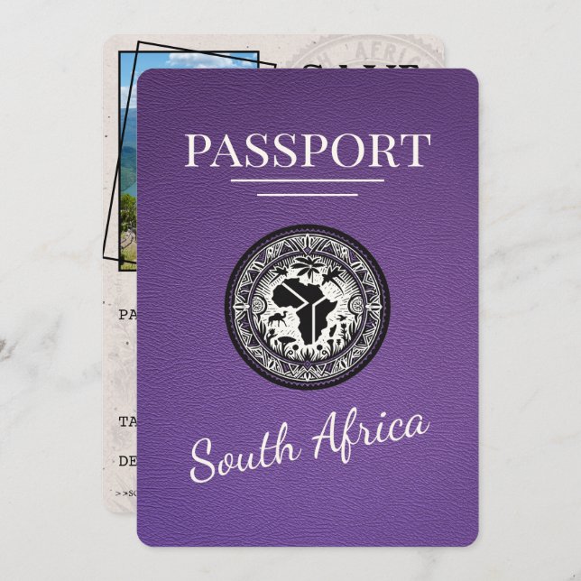 Lila South Afrika Passport Spara Datumet (Fram/baksida)