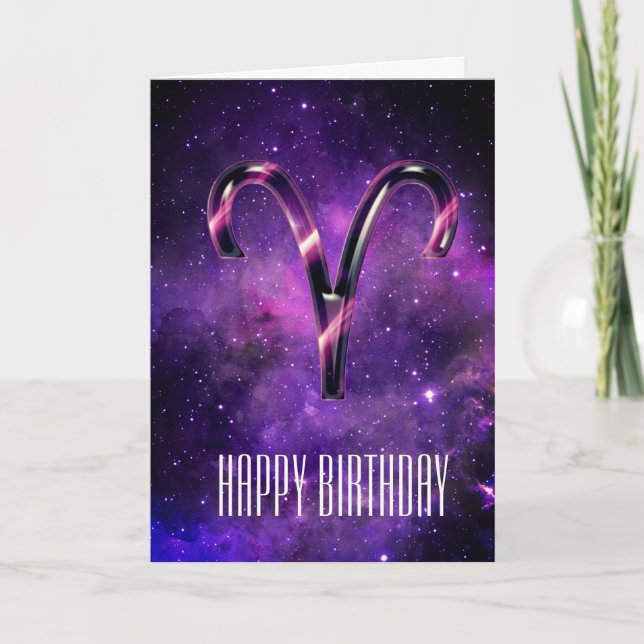 Lila Space Aries Birday Card Kort (Framsida)