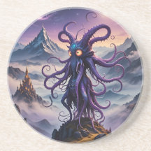 Lila Space Octopus Sandstone Underlägg