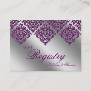 Lila Spark-registreringskort för Damask Wedding Gi Tilläggskort